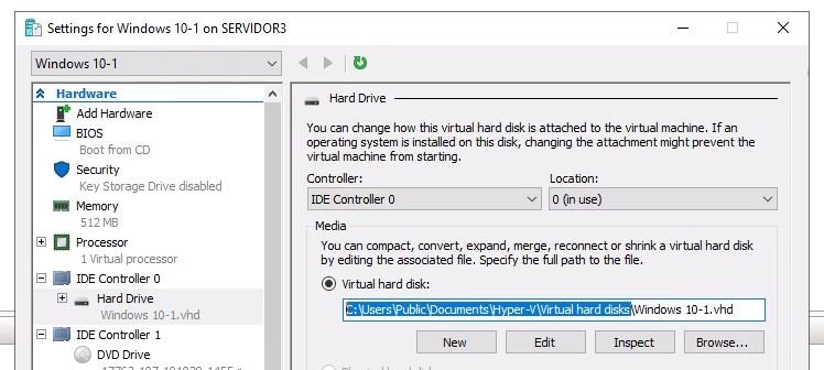 virtual hard disk windows server