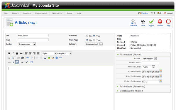interface do Joomla!