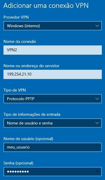 adicionar conexão vpn