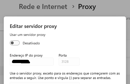 windows configuração de proxy