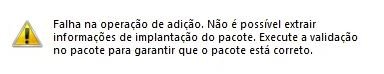 falha na operação de adição