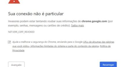 Sua conexão não é particular