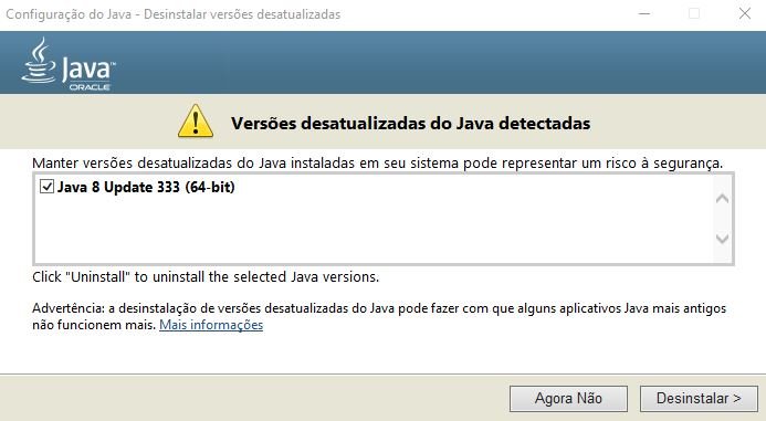 versão desatualizada do Java