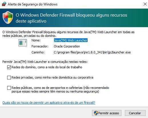 firewall do windows java