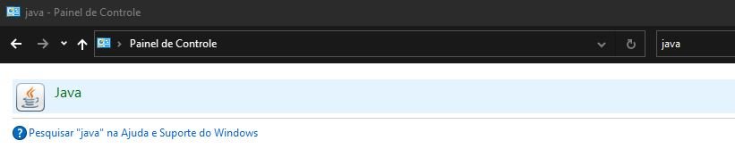 configurações do Java no Windows