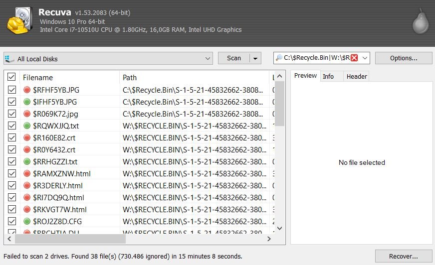 recuperar arquivos na lixeira recycle bin deep scan com recuva