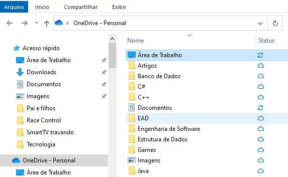 pastas onedrive sincronizadas
