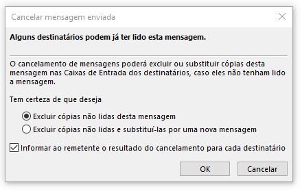 cancelar e-mail enviado no outlook
