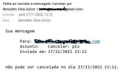 mensagem e-mail não pôde ser cancelado no outlook