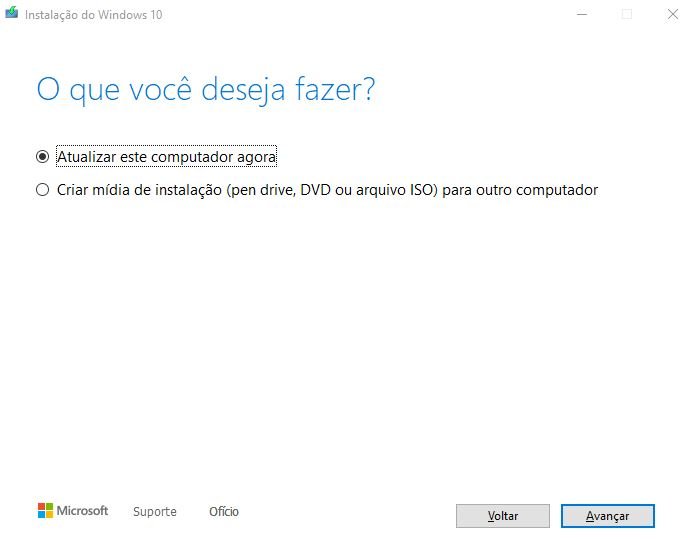 criar mídia de instalação do windows 10