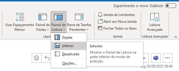 alterar layout outlook