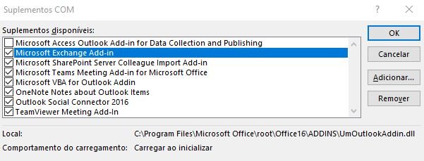 desativar suplementos do outlook