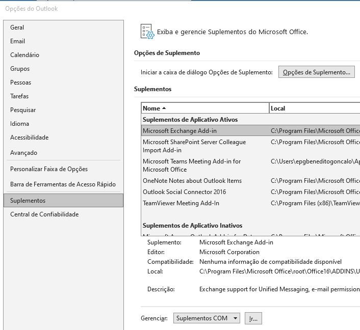 suplementos do outlook