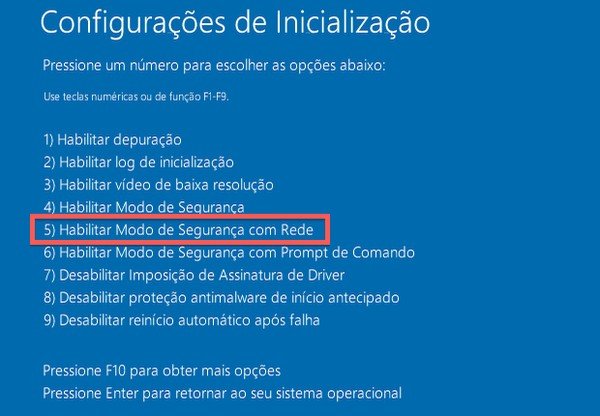 modo de segurança em rede windows