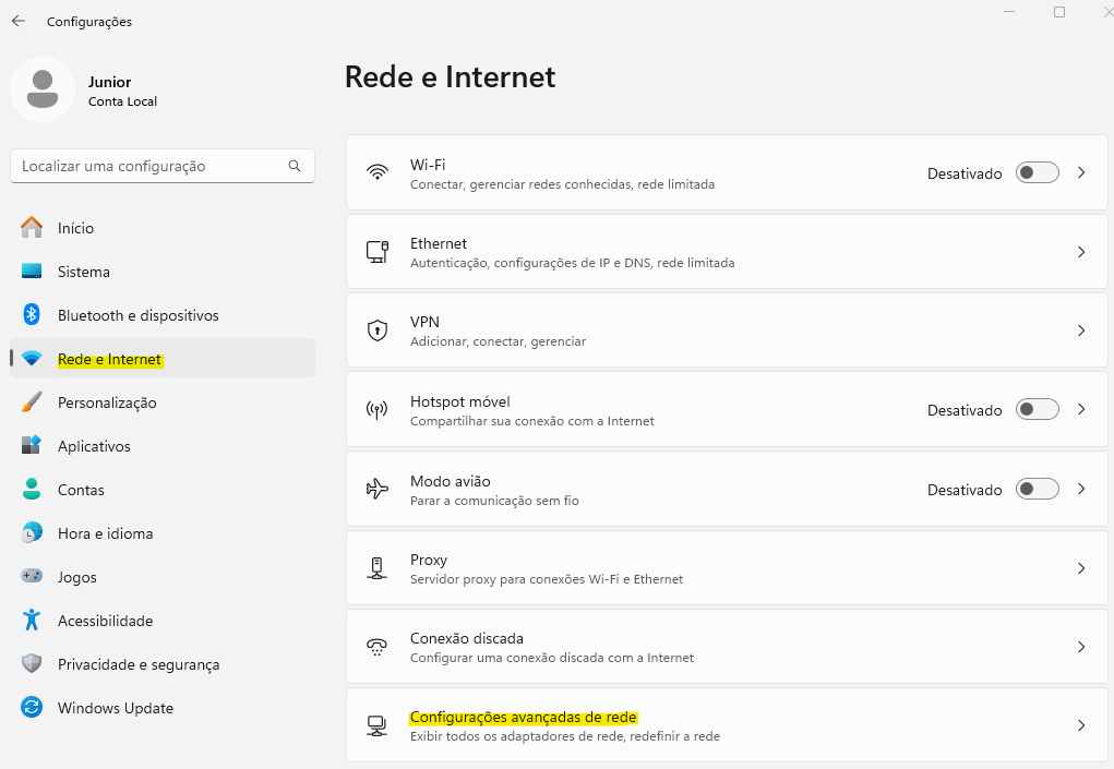 redes e internet windows