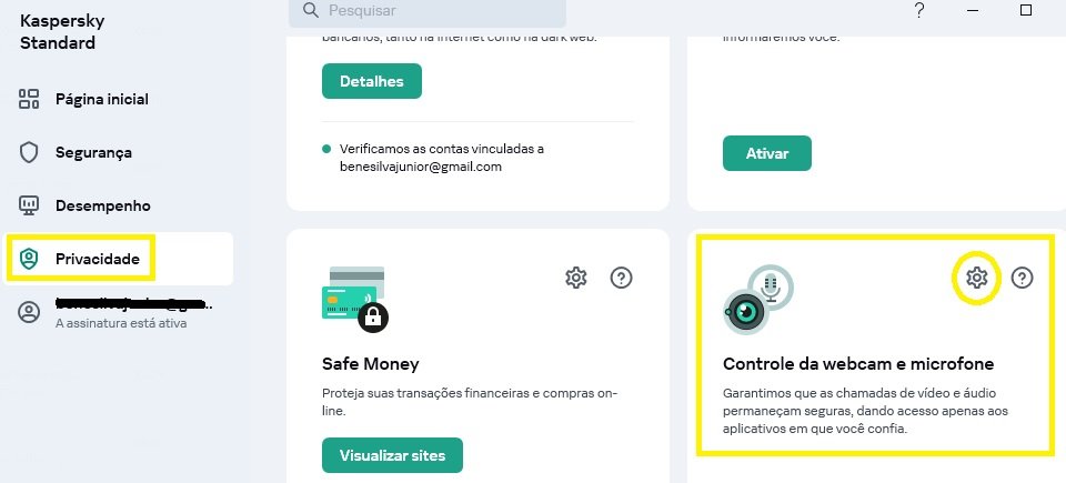 kasperky liberacao camera microfone