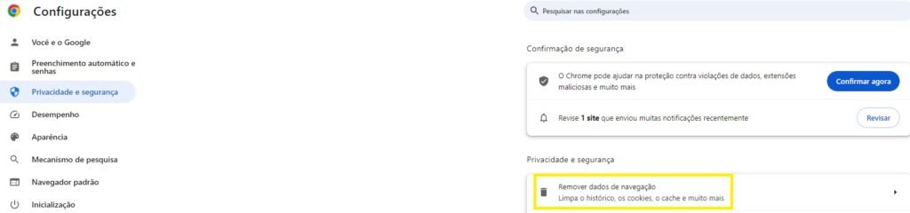 limpeza de cache de navegadores