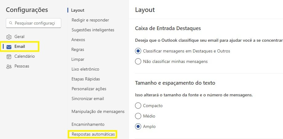 outlook web resposta automática