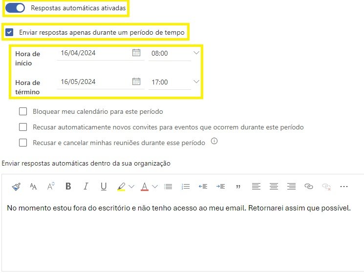outlook web resposta automática