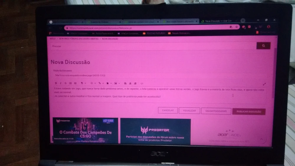 monitor com cores distorcidas