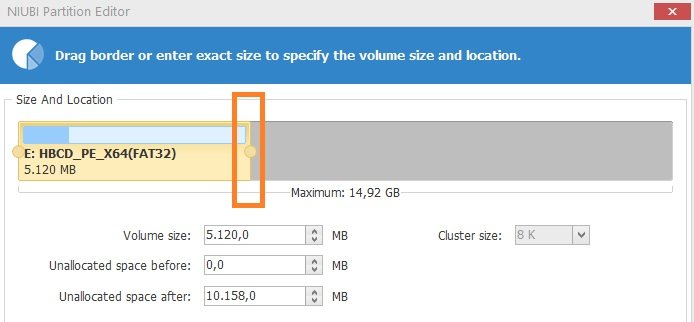 niubi partition editor redimensionando