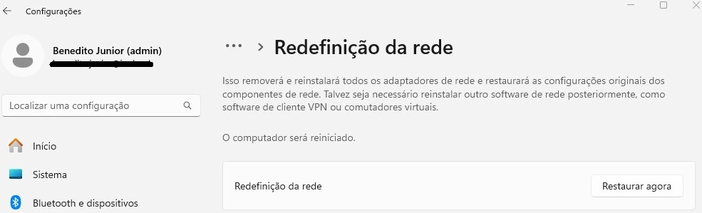 windows restaurar redes