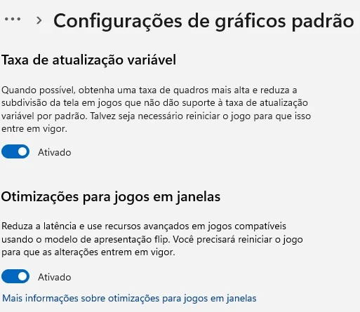 configurações de gpu do windows