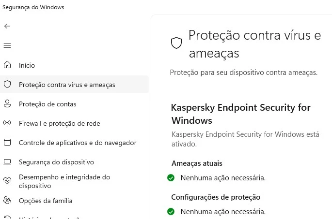 proteção contra vírus e ameaças do windows