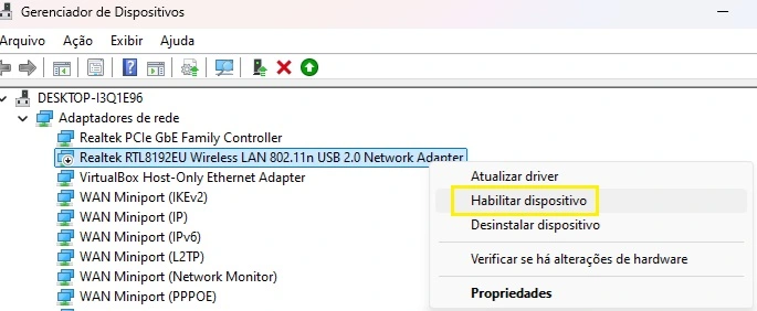 windows 11 ativar wireless