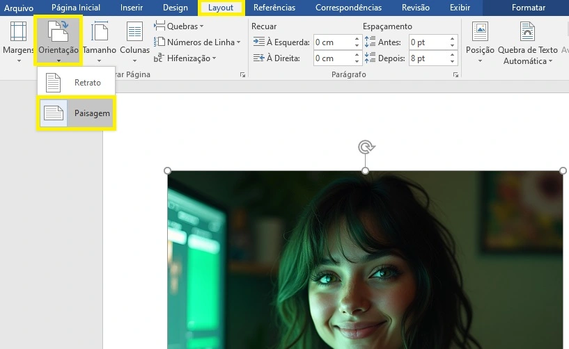 layout retrato no word