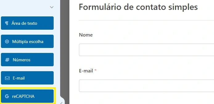 ativar recaptcha no wpforms