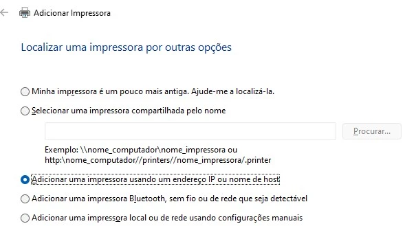 localizar impressora de rede
