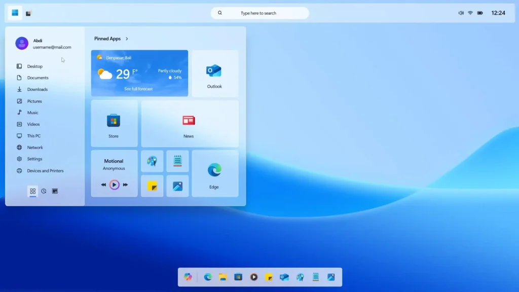 concepção do windows 12