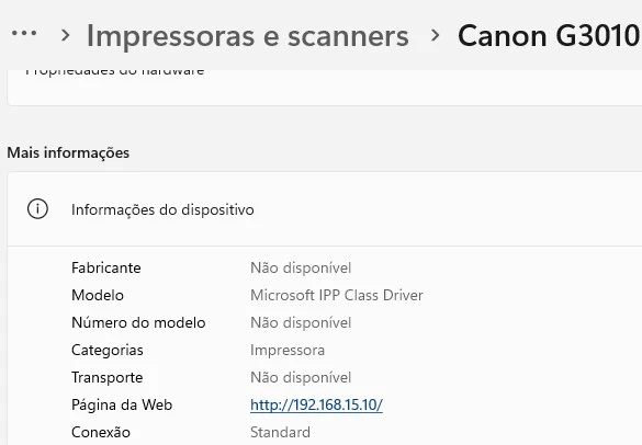 ip da impressora