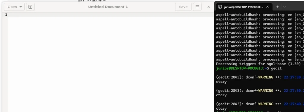 wsl gedit