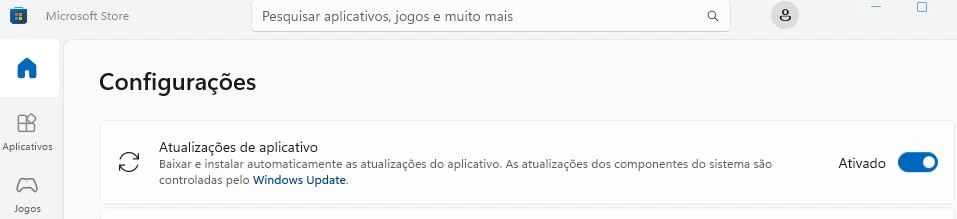 microsoft store atualizacao automatica de apps