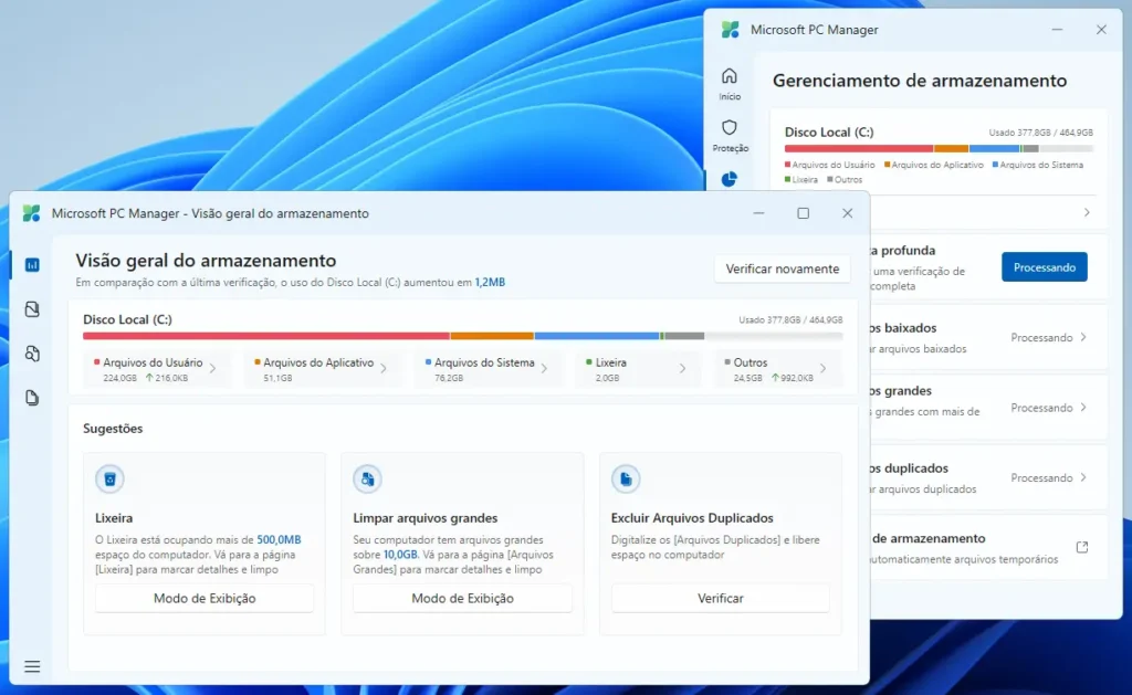 microsoft pc manager - arquivos