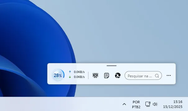 microsoft pc manager - barra ferramentas exibida