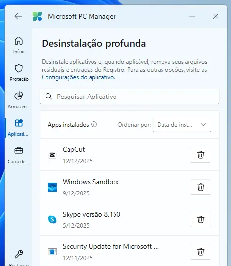microsoft pc manager - desinstalacao profunda