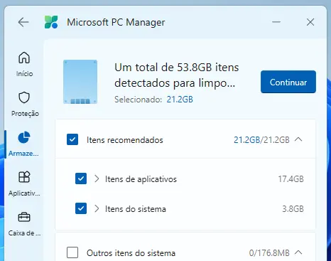 microsoft pc manager - limpeza