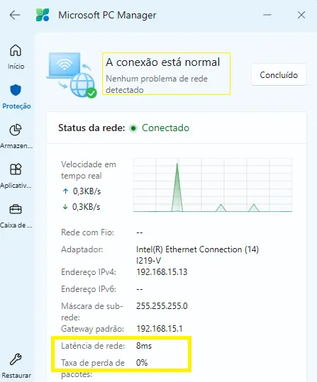 microsoft pc manager - rede
