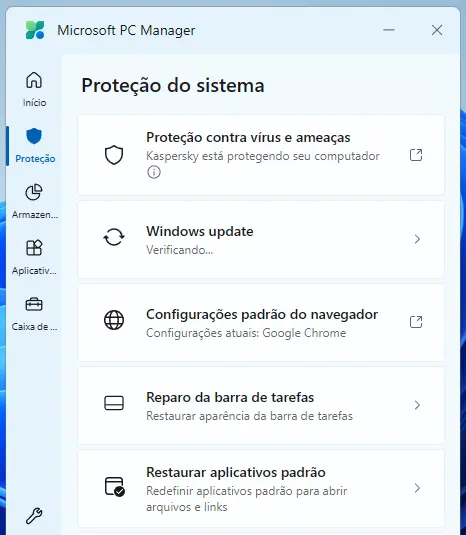 microsoft pc manager - segurança