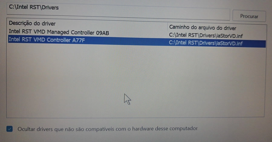 carregando drive vmd