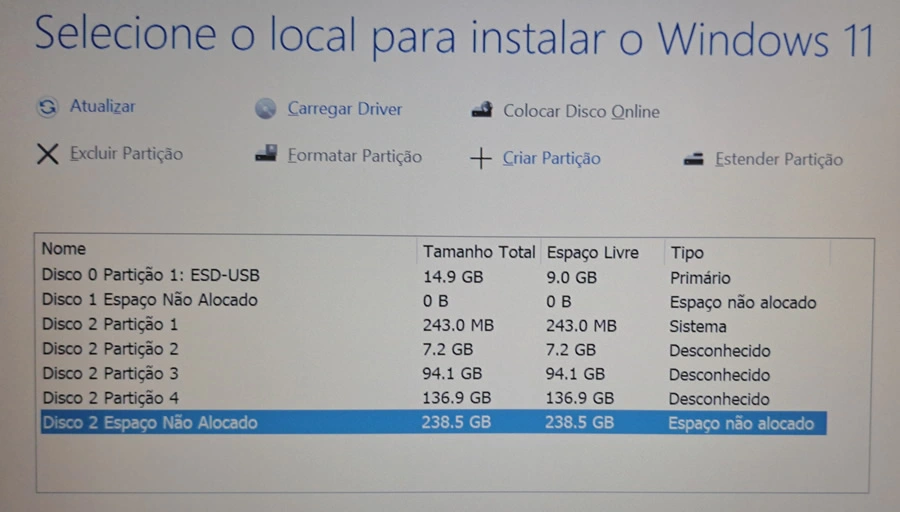 volta das particoes apos drive VMD