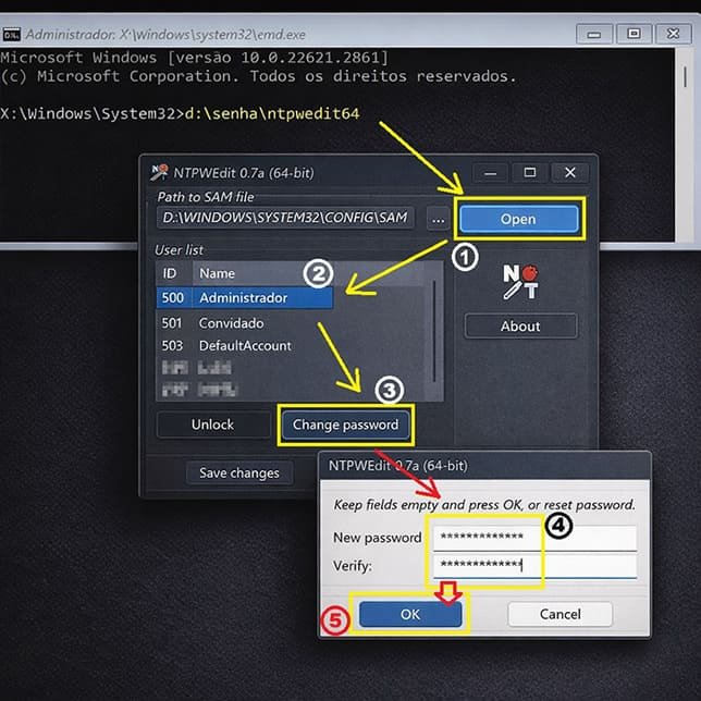 Redefinindo a Senha Utilizando um Pendrive Bootável usando NTPWEdit