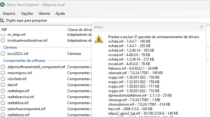driver store explorer excluir drivers antigos