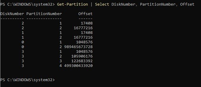 offset de partições