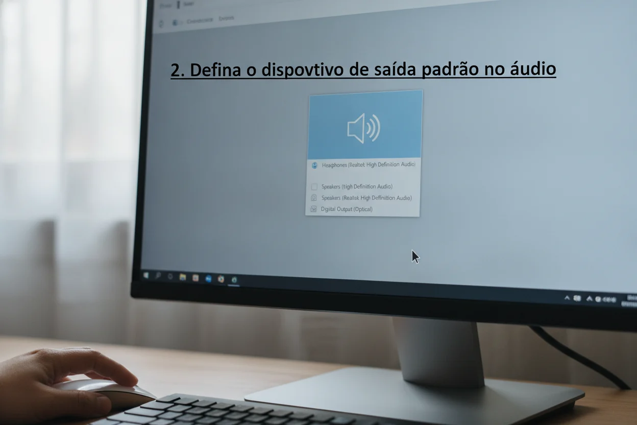 2. Defina o dispositivo de saída padrão no áudio | Criandobits 2. Defina o dispositivo de saída padrão no áudio